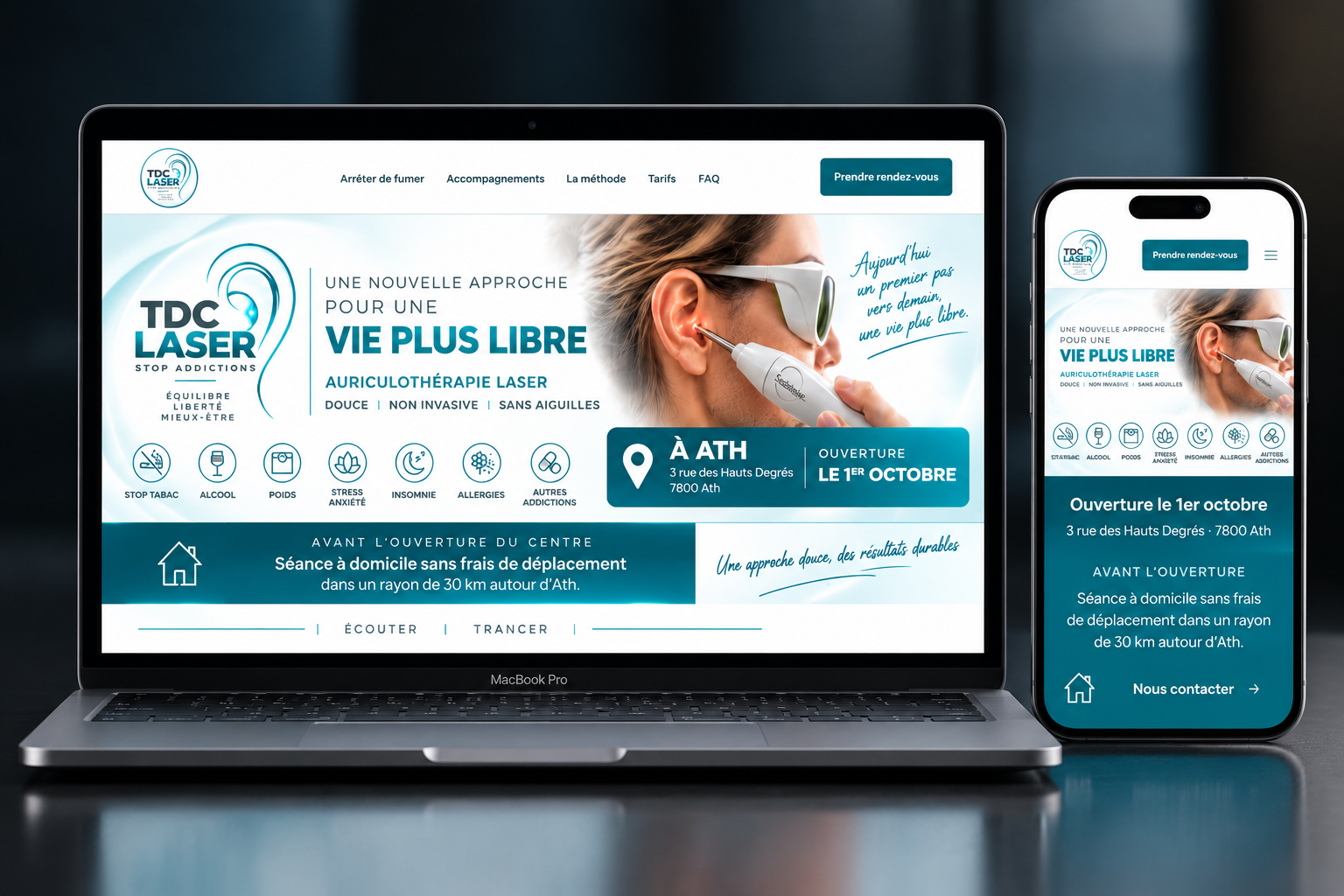 TDC Laser sur ordinateur et mobile